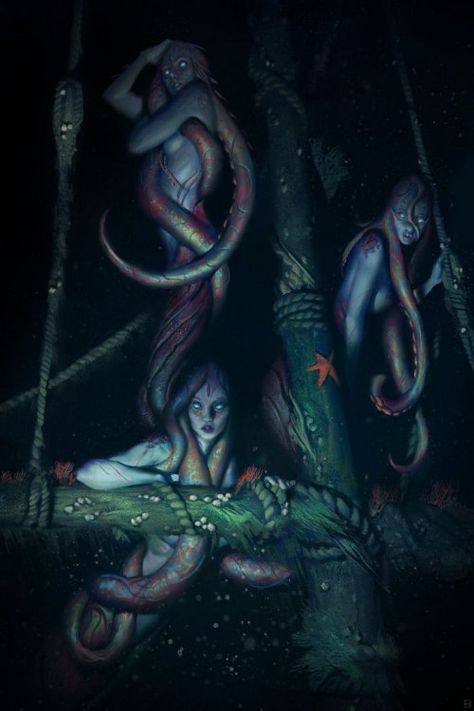 Galaxy S8 Wallpaper, Horror Vintage, Fantasy Mermaids, Fantasy Magic, Mermaids And Mermen, Sea Witch, Sea Monsters, Dessin Adorable, Arte Fantasy