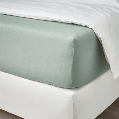 DVALA sheet set, gray-green, Queen - IKEA CA Ikea Ireland, Ikea Bed, Green Queen, Fitted Bed Sheets, New Beds, Bed Sheet Sets, Bed Mattress, Grey Green, Natural Material