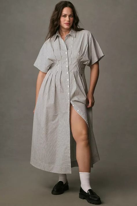 28 Plus-Size Friendly Styles on My Spring Wish List | Who What Wear Pleated Shirt Dress, Long Denim Skirt, Button Down Shirt Dress, Pleated Shirt, Midi Shirt Dress, Button Down Dress, Dress With Cardigan, Fashion Editor, Buy Dress