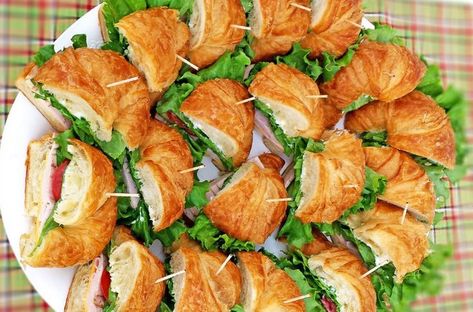 Croissant Sandwich Platter, Costco Platters, Costco Sandwich Platter, Costco Catering, Bridal Shower Sandwiches, Costco Party Platters, Costco Party Food, Sandwich Catering, Sandwich Platter