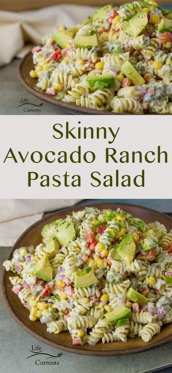 Skinny Avocado Ranch Pasta Salad is a nice creamy flavorful summer side dish Tartiflette Recipe, Vegan Pasta Salad, Resep Pasta, Avocado Ranch, Ranch Pasta Salad, Ranch Pasta, Summer Side Dish, Resep Salad, Best Pasta Salad