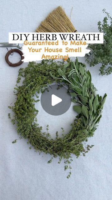 Resh Gala | Organic Gardener on Instagram: "Got herbs? Then you’ve got to make this super easy HERB WREATH! It’ll make your house smell so, so good, you’ll wonder why you didn’t make it sooner! Here’s How:👇  WHAT YOU’LL NEED: 🌱Fresh Herbs of your choice like thyme, sage, rosemary or lavender  🌱Wreath Frame 🌱Floral Wire or Twine 🌱Scissors  HOW TO MAKE: Step 1: Tie bunches of herbs tightly into little bundles using floral wire or twine.  Step 2: Attach these bundles to the wreath frame using floral wire or twine.  Step 3: Keep adding bundles of herbs, overlapping a bit as you go, so the frame and wire are hidden and wreath looks nice and full.  That’s it! As simple as that!   PRO TIP: 🌱Use fresh herbs as dried herbs will crumble too easily. 🌱Tie herbs very tightly as they will shrink Fresh Herb Wreath, Herb Wreath Ideas, Herb Wreath Diy, Dried Herb Wreath, Rosemary Wreath Diy, Sage Wreath, Rosemary Wreath, Herb Wreath, How To Dry Sage