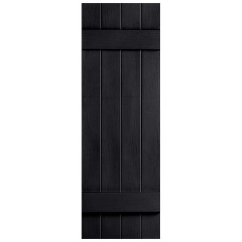 Alpha 1-Pack 14.31-in W x 31-in H Black Board and Batten Vinyl Exterior Shutters in the Exterior Shutters department at Lowes.com Black Board And Batten, Modern Shutters, Board And Batten Exterior, Vinyl Shutters, Black Shutters, House Shutters, Board And Batten Shutters, Backyard Views, Vinyl Style