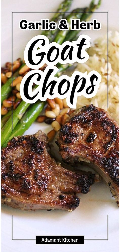 Try this goat loin chops recipe for an introduction to easy meals & fast healthy meals. Learn to cook goat loin chops to perfection, seasoned with garlic and herbs for a deliciously tender result. Whether you're planning dinner for two or a family meal, this recipe promises satisfaction. Explore more home-cooked meals and dinner recipes at adamantkitchen.com. Goat Steak Recipe, Goat Marinade, Goat Chops Recipes, Geese Recipes, Goat Dishes, Goat Meat Recipes, African Meals, Goat Curry, Goose Recipes