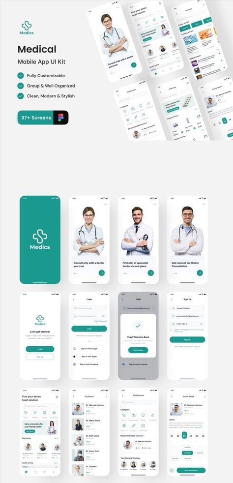 Medics - Medical App UI Kit Online Doctor Booking, Appointment, & Consultation App UI Kit, #Medical, #Sponsored, #App, #UI, #Kit, #ad Snap App, Health App Design, Emotion Regulation, Ux Kits, Medical App, User Centered Design, Ui Design Trends, Ios Ui, App Marketing