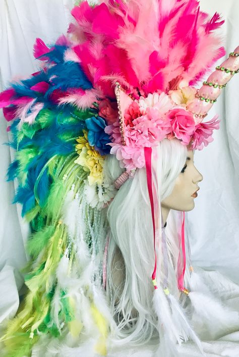 Unicorn Cosplay Costumes, Gig Aesthetic, Unicorn Costume Women's, Unicorn Projects, Unicorn Cosplay, Unicorn Headpiece, Carnaval Outfit, Fantasy Fest, Funky Hats