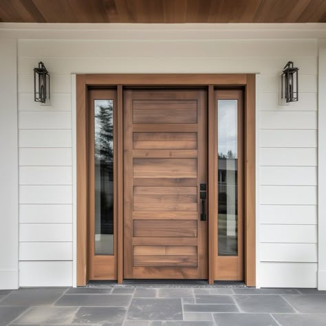 Rustic Front Door Decor, Front Door Designs, Solid Wood Front Door, Unique Front Doors, Oak Front Door, Front Door Inspiration, Rustic Front Door, Fiberglass Front Door, Beautiful Front Doors