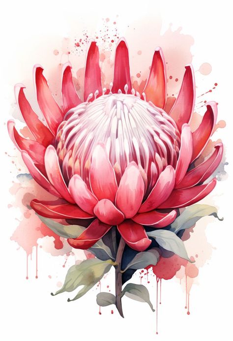 Flower paintings, Autumn Landscape, autumn forest nature, fall flowers Protea Art, Landscape Autumn, Nature Fall, Protea Flower, Australian Native Flowers, Small Canvas Paintings, African Flowers, Painting Canvases, Flower Paintings