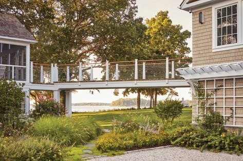 Sunset Transformation – Annapolis Home Magazine House With Connecting Bridge, Two Houses Connected By Bridge, Bridge Connecting Houses, House Connected By Breezeway, Houses Connected By Bridge, Best Friend Houses Connected, Two House Connected, Farm Porch, Creek Garden