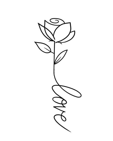 Small Line Tattoos For Women, Small Tattoo Stencils, Love Line Art, Tato Henna, Idee Cricut, Pola Sulam, Line Art Design, Flower Tattoo Designs, Line Drawings