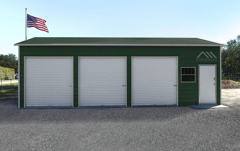 3 Car Garage Metal Building, Metal Garage Kits, Morton Building Homes, Barn Pool, Metal Garage Buildings, Metal Shop Building, Pole Barn Garage, Carport Kits, Man Garage