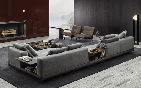 Minotti Sofa, Floating Side Table, Italian Sofa Designs, Fabric Sofa Design, Studio Mk27, Corner Sectional Sofa, American Spirit, Corner Sectional, Couches Living Room