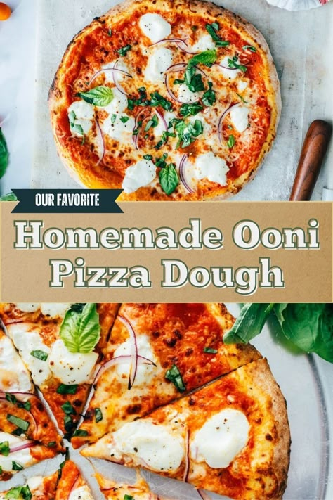 This Ooni pizza dough recipe has the best chewy texture and flavor! Use it when cooking with any outdoor pizza oven. #ooni #oonipizzadough #oonipizzaoven #pizzadoughrecipe #oonipizzadoughrecipe #pizzaovenrecipe #woodfiredpizza Punch Pizza Dough Recipe, Best Ooni Pizza Dough, Pizza Dough Recipe Wood Fired, Ooni Pizza Dough 00 Flour, Pizza Dough Recipe For 1 Pizza, Pizza Dough Recipe Pizza Oven, Pizza Oven Recipes Ooni, Double Zero Pizza Dough Recipe, Oo Pizza Dough Recipe