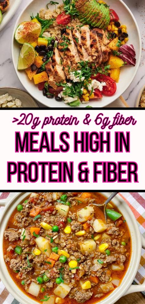 High In Protein Foods Meals, High Fibre Dinner Recipes, Protein Fibre Meals, Yummy High Fiber Meals, High Protein Diet Breakfast, Easy High Protein Fiber Meals, Hypoglycemic Diet Plan Meals, Hearty High Protein Meals, Higher Fiber Meals