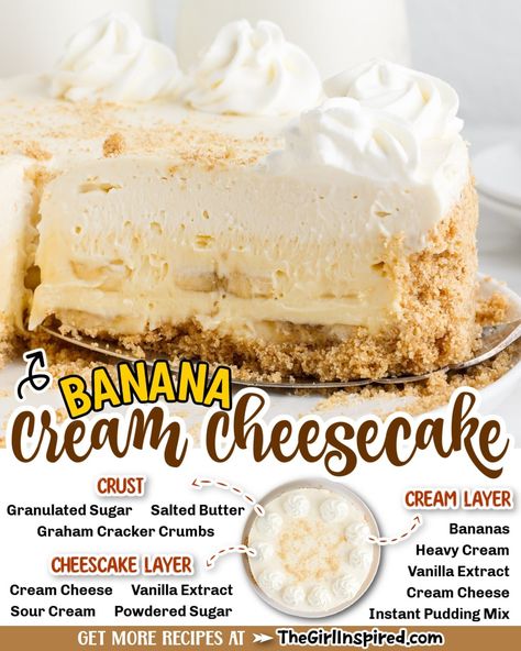 Banana Pudding Cheesecake Recipe No Bake, Banana Cream Jello Recipes, Banana Cheesecake Recipe Easy, Banana Cream Cheesecake No Bake, Banana Cheesecake Squares, No Bake Banana Cheesecake Easy, Banana Cheesecake Recipe No Bake, Banana No Bake Cheesecake, Banana Cream Recipes