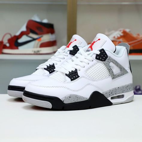 Air Jordan 4 Retro White Cement 2016 Baddie Ideas, Vans Shoes Fashion, Nike Shoes Women Fashion, Pretty Sneakers, Trendy Shoes Sneakers, White Nike Shoes, Nike Fashion Shoes, Black Nike Shoes, Preppy Shoes