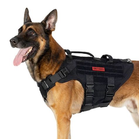 OneTigris Large Tactical Dog Harness, No Pulling Adjustable Dog Vest Harness, Heavy Duty Dog Harness with Handle, Large Hook and Loop Panels for Patch Tactical Dog Gear, Dog Harness Leather, Tactical Harness, Tactical Dog Harness, No Pull Dog Harness, Dog Leg, Vest Harness, Tac Gear, Tactical Gear Loadout