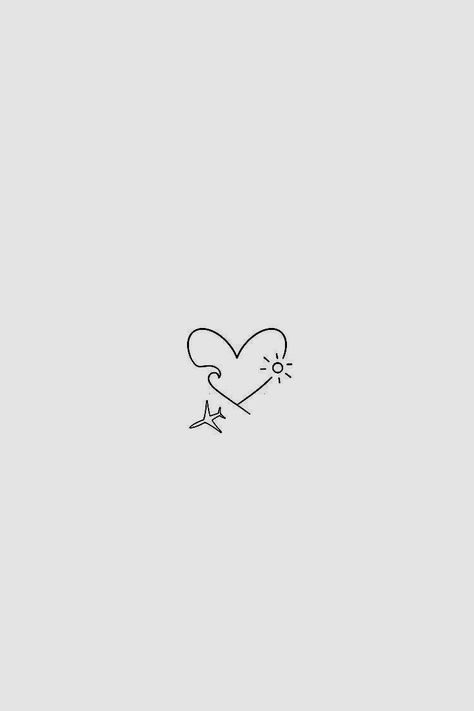 Trust Yourself Tattoo, Little Heart Tattoos, Air Plain, Plane Tattoo, Small Couple Tattoos, World Tattoo, Heart Drawing, Waves Tattoo, Couple Tattoos