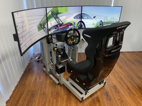 Sim Racing Seat Buyer's Guide from Simracingcockpit.com Racing Game Setup, Driving Simulator Setup, F1 Simulator Room, Racing Room, Racing Setup, Virtual Race, Racing Simulator, Gaming Room Setup, Best Sims