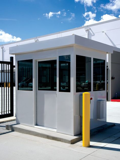 Businesses of all sizes benefit from high-quality security structures, prefabricated guard booths, and parking kiosks. Get a quote from B.I.G. Enterprises now! Security Booth, Industrial Tile, Industrial Door, Security Guard, Flat Roof, Galvanized Steel