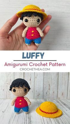 Luffy Amigurumi, Anime Crochet, Amigurumi Monkey, Crochet Cat Pattern, Beginner Crochet Tutorial, Crochet Dolls Free Patterns, Pola Amigurumi, Crochet Design Pattern, Kawaii Crochet