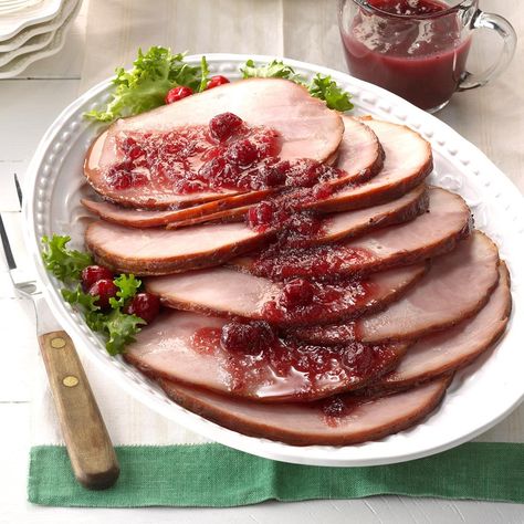 Cranberry Glazed Ham Cranberry Ham, Vegetarian Ham, Glaze Ham, Ham Christmas, Cranberry Glaze, Cherry Glaze, Traditional Christmas Dinner, Easy Christmas Dinner, Ham Dinner