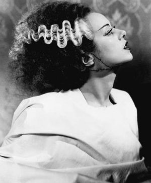 Bride of Frankenstein "skunk stripe" Frankensteins Monster, Elsa Lanchester, Hair Movie, Iconic Hair, Horror Vintage, Catty Noir, Film Horror, Famous Monsters, Retro Horror