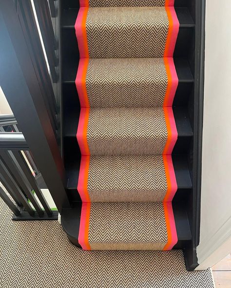 What a show stopper! Our amazing customers beautiful double stairs case looks stunning finished with Carpet Edging UK’s Easy care herringbone in colour cork which has the look of sisal but without any of the headache of cleaning. The runners are edged with our bold vibrant Dell tape. This is the original Dell tape, sadly copied but never bettered! Lloyd as always has done an amazing job on the install. @elizabethharriscakes Carpet- @carpetedginguk Tape- @honorajohnbinding Install- @... Double Stairs, Headache, Herringbone, Cork, The Original, Stairs, Carpet, The Originals, Quick Saves