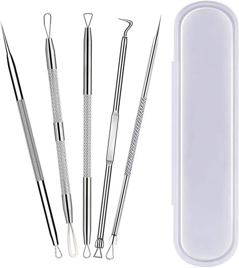 Blackhead Remover Tool,5 Pcs Pimple Popper Tool Kit Blackhead Extractor for Face Nose Comedone Zit Acne Whitehead Pores Blemish Fat Granules,Stainless Steel Facial Skin Care Kit Pimple Popper Tool, Blackhead Extractor Tool, Blackhead Remover Tool, Black Heads, Extra Dry Skin, Blemish Remover, Face Acne, Acne Blemishes, Skin Care Kit