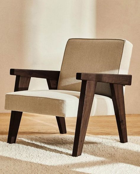 Zara Home Armchair, Wood Chair Design, Wooden Sofa Set Designs, Walnut Armchair, Upholstery Armchair, Wooden Sofa, Armchair Furniture, Furniture Upholstery, Upholstered Furniture