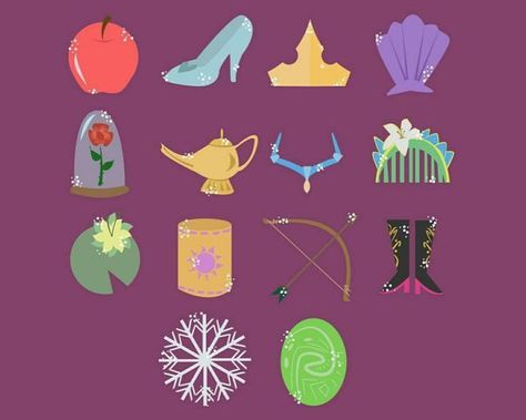 Disney Princess Symbols, Disney Infographic, Disney Symbols, Name Art Projects, Disney Sketchbook, Disney Minimalist, Deco Disney, Disney Doodles, Rapunzel Birthday Party