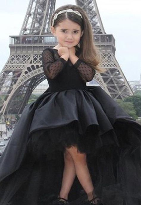 Cheap Flower Girl Dresses, Cheap Flowers, Satin Long Sleeve, Pageant Dresses, Prom Gown, Girl Dresses, Dress 100, Dream Dress, Black Satin