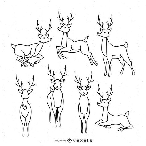 Reindeer illustration set #AD , #AFF, #ad, #set, #illustration, #Reindeer Reindeer Outline, Reindeer Illustration, Reindeer Drawing, Redwork Patterns, Deer Cartoon, Animal Outline, Christmas Advent Calendar Diy, Reindeer And Sleigh, Outline Illustration