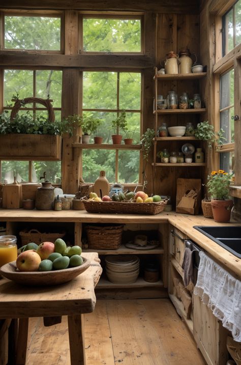 Cozy Cabin Kitchen, Farmhouse Chic Kitchen, Unfitted Kitchen, Kitchen Cozy, Cottage Core Home, Decor Kitchen Ideas, Old World Kitchens, Cabinets Makeover, English Country Style