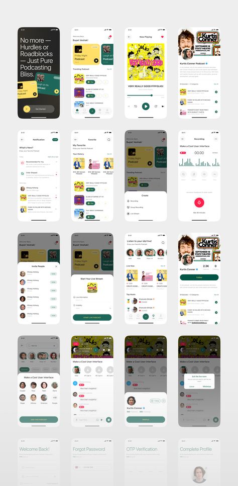 Podcast Live Mobile App Podcast App, Ui Components, Mobile App Design, Ui Kit, Mobile Design, Responsive Design, Trending Topics, Ui Design, Real Time