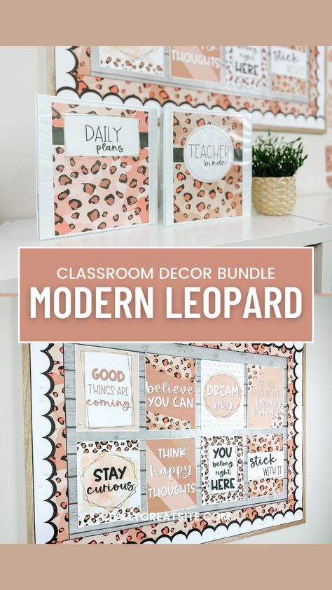 Modern Leopard Classroom, Leopard Bulletin Board Ideas, Leopard Print Classroom Theme, Leopard Classroom Theme, Leopard Classroom, Drawer Cart Labels, Animal Print Classroom, Teacher Decor, Drawer Cart