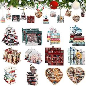 Wenqik 24 Pcs Book Lovers Christmas Ornaments Book Themed Acrylic Christmas Ornaments Book Lovers Gifts for Women Christmas Tree Decoration Acrylic Ornaments Bookshelf Decor Gifts for Book Lovers Christmas Ornaments Acrylic, Book Themed Gifts, Acrylic Christmas Ornaments, Ornaments Acrylic, Funny Christmas Ornaments, Book Theme, Acrylic Ornaments, Gifts For Book Lovers, Mini Christmas Tree