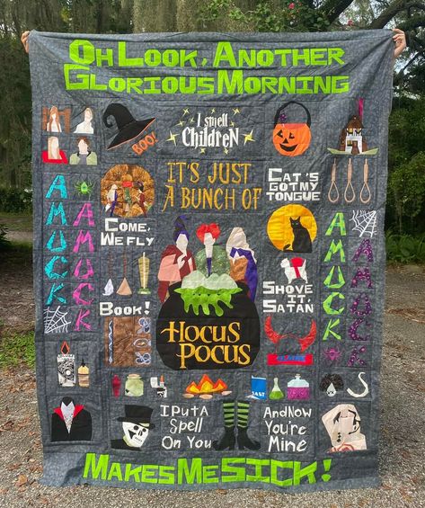 Hocus Pocus Quilt Pattern, Hocus Pocus Quilt, Witch Quilt, Halloween Quilt Patterns, Halloween Quilt, Halloween Quilts, Quilting Patterns, Hocus Pocus, Crafts Sewing