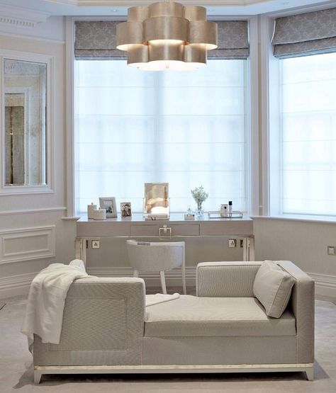 Chaise | Conversational seating in this elegant dressing room Elegant Dressing Room, Conversational Seating, Small Dressing Rooms, Dressing Room Design Luxury, Luxury Closets, Elegant Dressing, Modern Luxury Interior, Dressing Room Decor, Dressing Room Closet