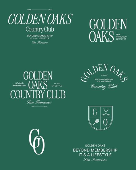 Brand Identity Reveal for Golden Oaks, a country club with premium facilities to offer for those seeking relaxation and recreation. brief by: @thebriefassociation #TBAGOLDENOAKS 🤍 At Designs by Gabi, we create bespoke, delightful, memorable visual identity designs that truly represent your business values and connect with high-end customers. If you're ready to LEVEL UP inquiry from the link in bio! Let's create a brand identity you'll be proud of! . . . #countryclub #countryclublife #lu... Country Club Graphic Design, Country Club Merch, Country Club Logo Design, Brand Values Design, Tennis Club Branding, Social Club Branding, Brand Merch Ideas, Country Club Branding, Golf Branding