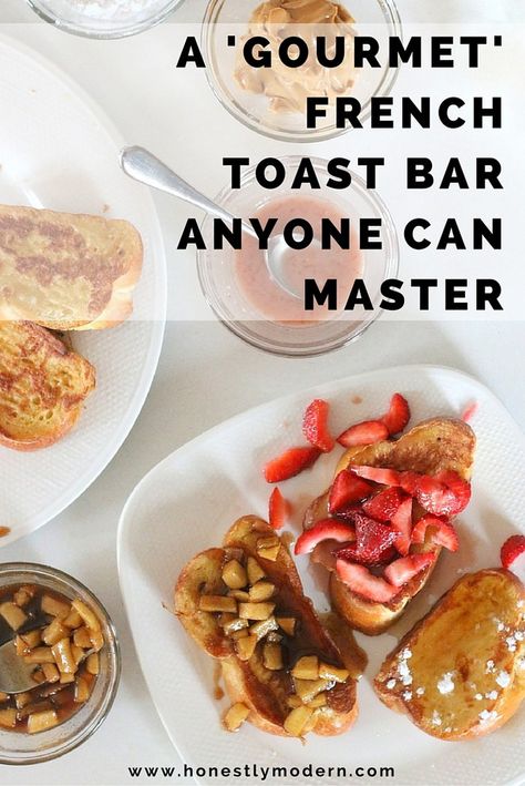 Need an idea for a fun and fancy breakfast or brunch without the fuss? Check out this easy French Toast Bar even the most basic culinary skills can master. Click through for tips, toppings ideas, and more.#FusionClean #ad #cbias French Toast Bar, Quick Breakfast Ideas For Kids, Gourmet French Toast, French Toast Toppings, Toast Bar, Simple French Toast, Breakfast Recipes For A Crowd, Family Friendly Breakfast, French Bread French Toast