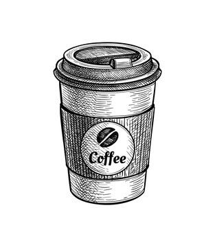 Ink sketch of paper cup with coffee. #AD , #advertisement, #sketch, #Ink, #paper, #coffee, #cup Mug Sketch Drawing, Coffee Cup Sketch, Cup Sketch, Advertisement Drawing, Mini Sketches, Coffee Sketch, Coffee Cup Tattoo, Coffee Cup Drawing, Fabric Paint Shirt