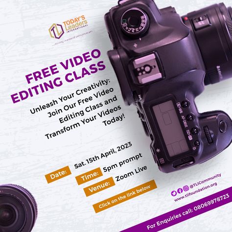 Video editing class with for social media Video Editing Poster Design, Photography Flyer Design Creative, Digital Advertising Design, Church Media Design, Social Media Branding Design, Photoshop Design Ideas, Social Media Advertising Design, Creative Advertising Design, Social Media Flyer