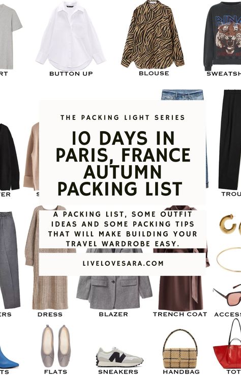 Pack In A Carryon, Packing List For 10 Days, Fall Travel Packing, Fall Paris Outfits, Travel Capsule Wardrobe Fall, Paris Capsule Wardrobe, Paris Fall Outfits, Autumn Packing List, Paris Travel Outfits