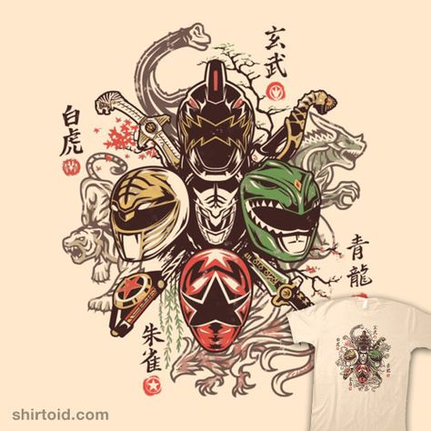 Shijin Rangers | Shirtoid #film #mightymorphinpowerrangers #movies #primepremne #tvshow Power Rangers Tattoo, Tommy Oliver Power Rangers, Power Rangers Poster, Dino Rangers, Green Power Ranger, Power Rangers Megazord, Power Rangers Cosplay, Tommy Oliver, All Power Rangers