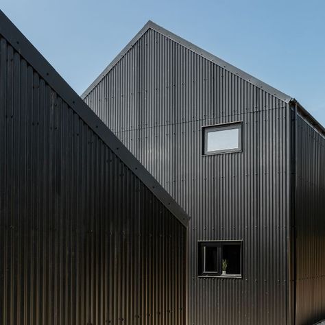 Barn Style Self Build - The Black Barn | Cladco Black Corrugated Metal, Devon Countryside, Barn Exterior, Metal Roof Panels, Black Metal Roof, Black Building, Steel Cladding, Roofing Ideas, Steel Sheets