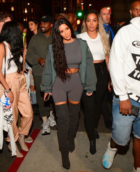 Teyana Taylor album release party - CosmopolitanUK Kim K Outfits, Kim Kardashian Style Outfits, Kardashian Aesthetic, Estilo Kim Kardashian, Kylie Kardashian, Bike Shorts Outfit, Kardashian Fashion, Kim Kardashian Outfits, Kim K Style