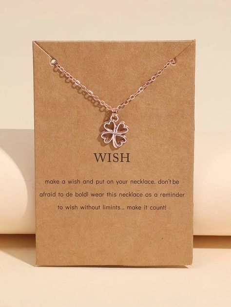 Hollow Out Four-leaf Clover Charm Necklace | SHEIN USA Embellished Fashion, Four Leaf Clover Necklace, Clover Charm, Clover Necklace, Leaf Clover, Four Leaf Clover, Make A Wish, Teen Fashion Outfits, Cute Jewelry