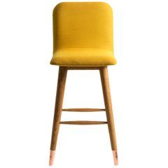 Mistral Bar Stool in Kvadrat Fabric, Wood and Copper Cool Desk Chairs, Navy Blue Living Room, Simple Home Decoration, Chair Leg Floor Protectors, Blue Chairs Living Room, Dining Room Contemporary, Yellow Chair, Vintage Dining Room, Ikea Chair