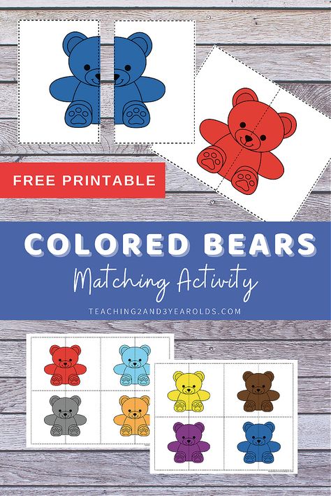 Colour Matching Activities Preschool, Cognition Activities For Preschoolers, Toddler Colour Activities, 3 Little Bears Preschool Activities, Toddler Bear Activities, Hibernation For Toddlers, Color Recognition For Toddlers, Preschool Cognitive Activities, Toddler Matching Activities